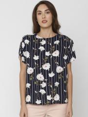 Vero Moda Women Navy Blue Printed Top