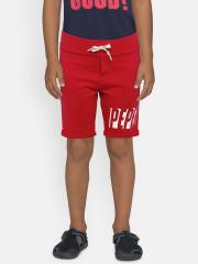 Pepe Jeans Boys Red Solid Regular Shorts