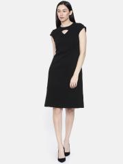 Park Avenue Woman Women Black Solid Shirt Dress