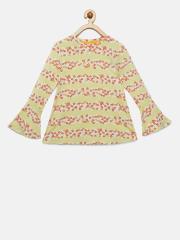 Palm Tree Girls Yellow & White Printed Top