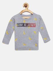 Gini and Jony Boys Grey Printed T-shirt