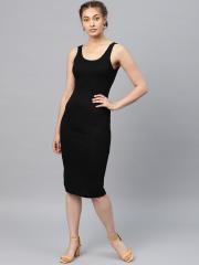 SASSAFRAS Women Black Solid Bodycon Dress