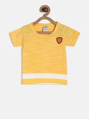 Little Kangaroos Boys Yellow Solid T-shirt