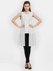 Soie Women Off-White Striped Tunic