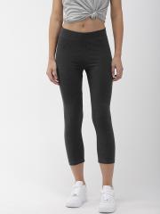 FOREVER 21 Women Charcoal Grey Solid Capri Leggings