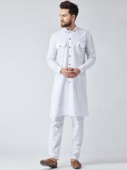 SOJANYA Men White Solid Kurta with Pyjamas