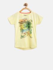 Palm Tree Girls Yellow Printed Top