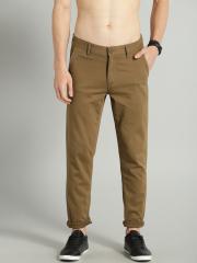 Roadster Men Khaki Regular Fit Solid Regular Trousers