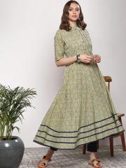 Sangria Women Beige Printed Anarkali Kurta