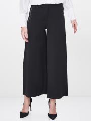 AND Women Black Solid Parallel Trousers