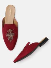 IMARA Women Maroon Solid Mules