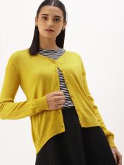 DressBerry Women Mustard Yellow Solid Sweater