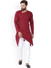 See Designs Men Maroon Solid Straight Kurta