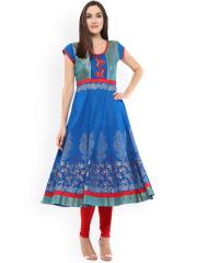 MBE Women Blue Printed Anarkali Kurta