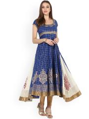 MBE Women Blue Printed Anarkali Kurta