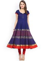 MBE Women Blue Printed Anarkali Kurta