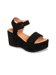 Flat n Heels Women Black Solid Sandals