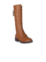 MSC Women Tan Solid Heeled Boots