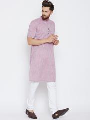 even Men Red Solid Straight Kurta