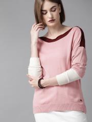 The Roadster Lifestyle Co Women Pink Solid Sweater