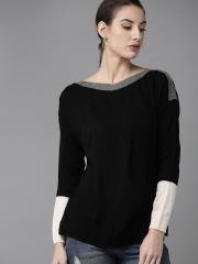 Roadster Women Black Solid Sweater