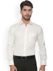 Van Heusen Men Off-White Slim Fit Solid Formal Shirt