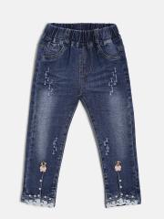 Peppermint Girls Navy Blue Embellished Jeggings