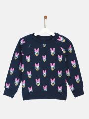 YK Disney Girls Navy Blue Printed Sweatshirt