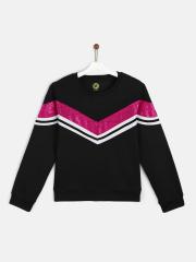 YK Girls Black & Pink Sequinned Sweatshirt