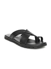 Ruosh Casual Men Black Leather Sandals