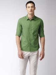 Flying Machine Men Olive Green Regular Fit Solid Casual Shirt