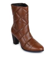 Bruno Manetti Women Brown Textured Heeled Boots