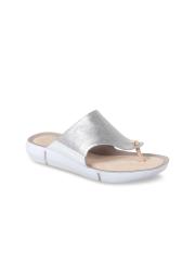 Clarks Women Silver-Toned Solid Sandals