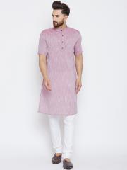 even Men Red Solid Straight Kurta