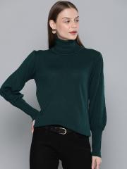 Chemistry Edition Women Teal Green Solid Pullover Sweater