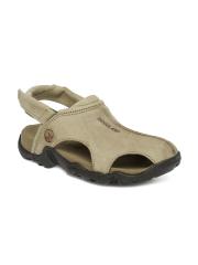 Woodland Men Khaki Solid Leather Sandals