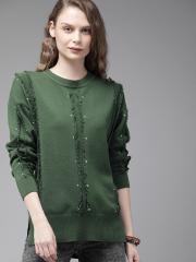 Roadster Women Green Solid Sweater