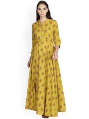 Alena Women Mustard Yellow Printed Kurta