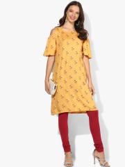 People Yellow Printed Kurta