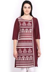 W Women Maroon Printed Kurta