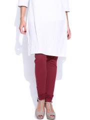 W Women Maroon Churidar Leggings