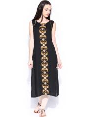 W Women Black Printed Kurta