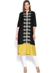 W Women Black Printed Kurta