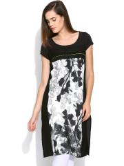 W Women Black Printed Kurta