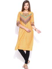 Aurelia Yellow Printed Kurta