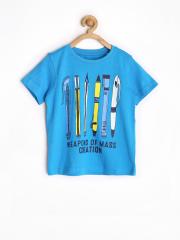 Allen Solly Junior Boys Blue Printed T-shirt