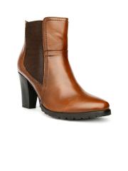 Bruno Manetti Women Tan Brown Heeled Boots