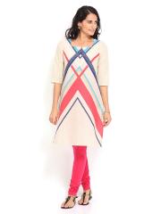 W Women Cream Coloured Printed Kurta