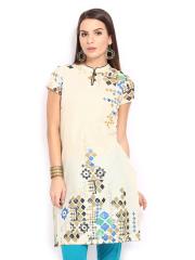 W Women Cream-Coloured Printed Kurta