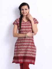 W Women Maroon Printed Kurta